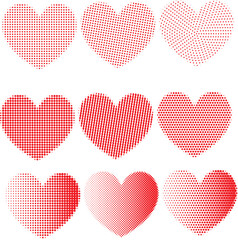 Different heart shapes in halftone pattern
