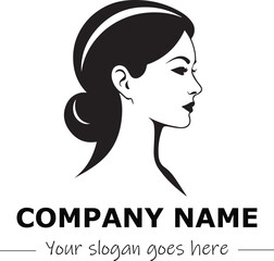 a woman silhouette black and white for logo company vector image