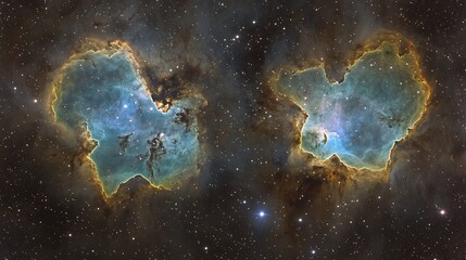 Two beautiful nebulae surrounded by countless stars in space