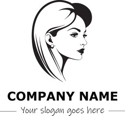 a woman silhouette black and white for logo company vector image