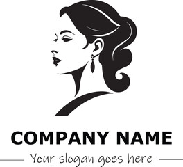 a woman silhouette black and white for logo company vector image