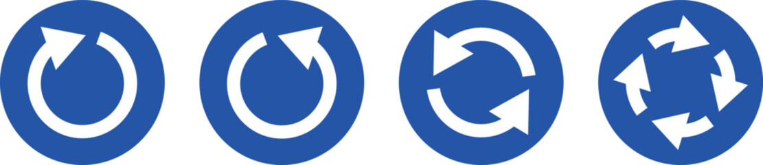 Roundabout Ahead Signs.  Roundabout Traffic Arrows Turn Left, Right. Roundabout crossroad road traffic sign isolated on white background