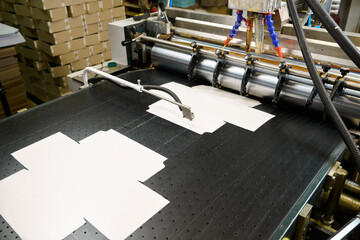 Exploring the precision of a modern glue applicator in a busy packaging facility during the workday