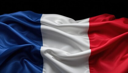 Obraz premium Elegant French Flag Smooth Folds, Rich Colors, Dark Background