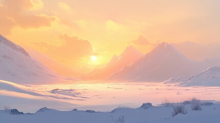 Fototapeta premium serene winter sunset landscape