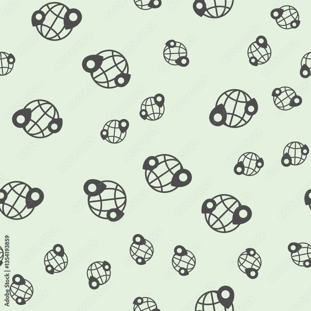 Poster globe and location pins solid seamless pattern, geo navigation theme. vector graphics. world globe w