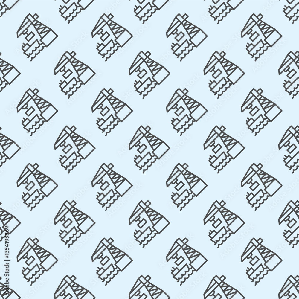 Aufkleber port crane with container and ship line seamless pattern, marine port theme. vector graphics. cargo 
