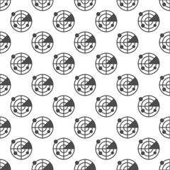 Ship navigation locator solid seamless pattern, marine navigation theme. Vector graphics. Radar with vessel location pins sign with background, repeat glyph icon.