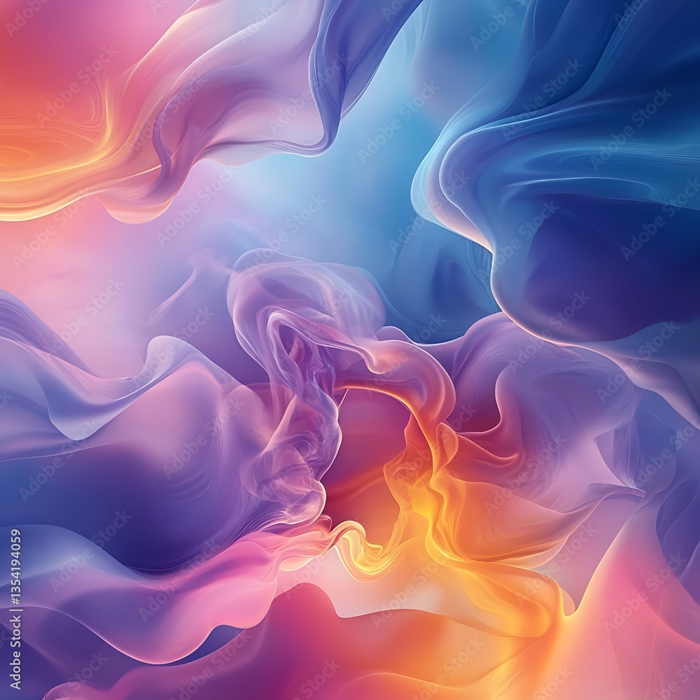 Poster abstract artistic image representing colorful flowing fabric formations
