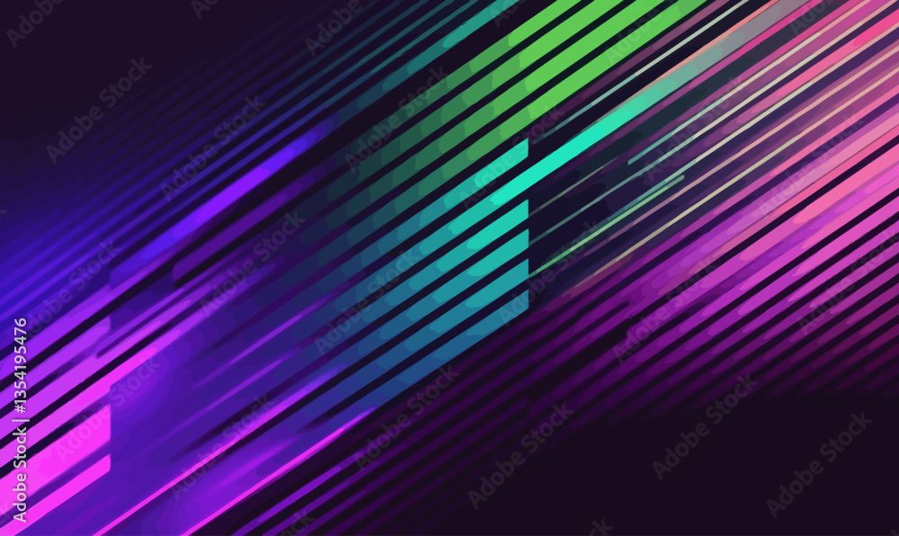 Poster neon stripes abstract modern digital background with ai technology design elements