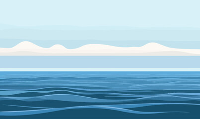 Obraz premium Minimalist Calm Ocean Vector with Soft Horizon and Gentle Waves for Meditative Themes