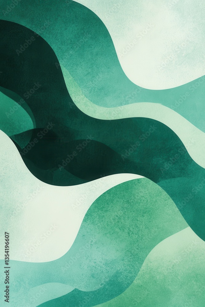 Poster abstract waves in teal: abstract, flowing waves of teal and turquoise, creating a sense of movement 
