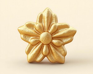 A golden five petaled flower shaped object isolated on surface