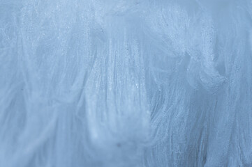 close-up of ice beard water lines frozen