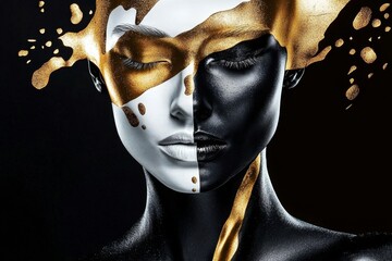 Captivating interplay of colors in the portrayal of a classical bust.