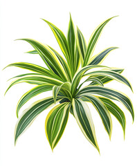 Vibrant spider plant isolated on white background