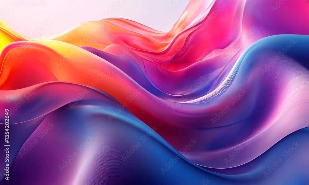 Poster abstract colorful wave flow with vibrant gradient and soft transitions background