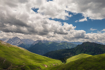 Obraz premium nature sceneries along the trail starting from Col Rodella and crossing Val Duron, Val di Fassa, Dolomites, Italy