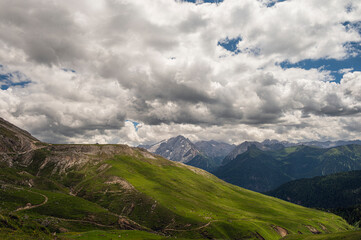 nature sceneries along the trail starting from Col Rodella and crossing Val Duron, Val di Fassa,...