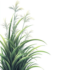 Fototapeta premium Spider plant with lush green leaves isolated on white background
