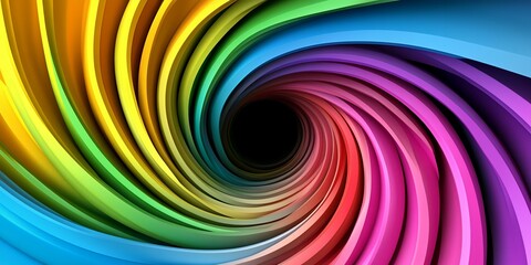 Obraz premium A colorful spiral pattern with bands of different hues leading to a dark central point