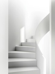 Obraz premium Aesthetic appeal of a white staircase complemented by a rounded backdrop.