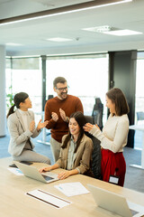 Team collaboration in a modern office environment during a productive brainstorming session