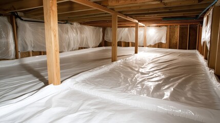 Basement Waterproofing Installation:  A Newly Installed Vapor Barrier System for Crawl Space Moisture Control