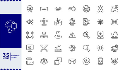 Pixel Perfect ,Versatile VR and Metaverse Icons. Line Art Graphics for Augmented Reality,Virtual Worlds,A cutting-edge collection of icon