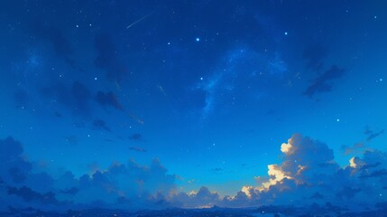 Fototapeta premium background wallpaper beautiful night sky with starry night illustration digital art painting artwork