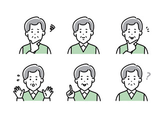 おじいちゃん アイコン 表情　セット 素材