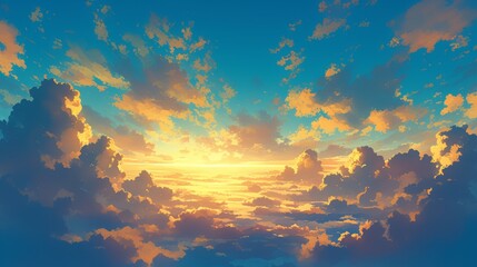 background wallpaper with sky view and sundawn illustration digital art painting artwork 