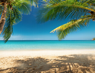 Generated image　青い海とヤシの木