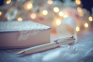 Elegant wedding gift box and pen