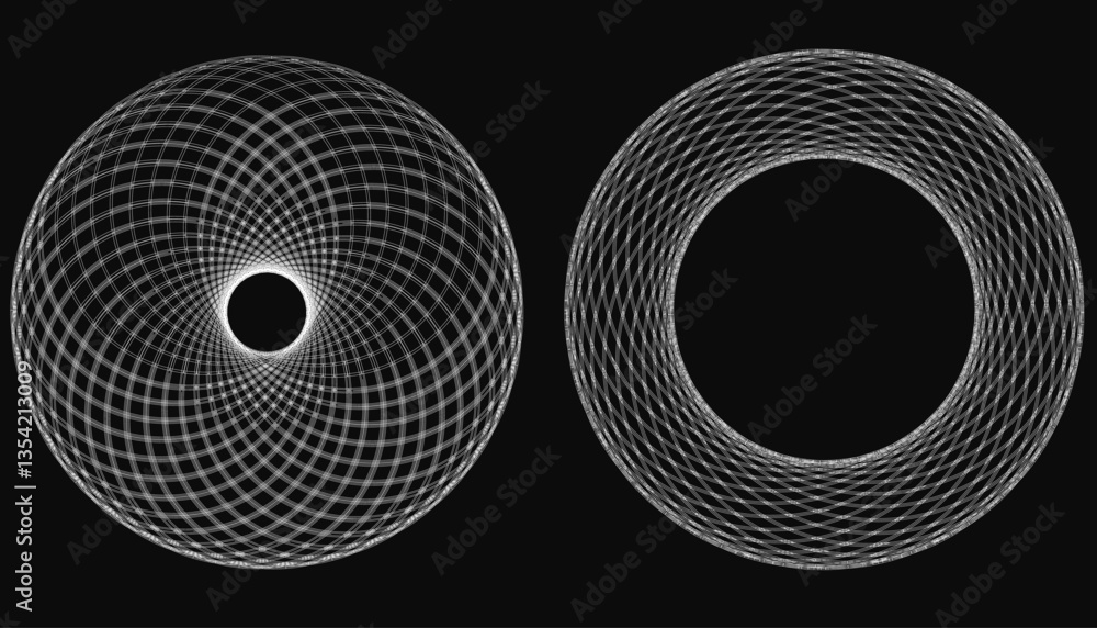 Poster two circles, one of which is a bit smaller than the other. the circles are white and appear to be ab