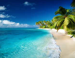 Fototapeta premium Generated image 青い海とヤシの木