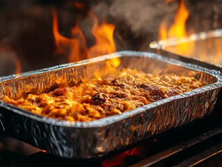 Foil Pan Food Cooking Fire.