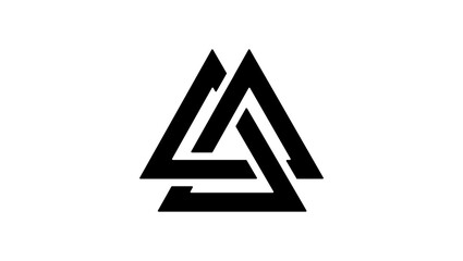 Three Crossed Triangles , black isolated silhouette
