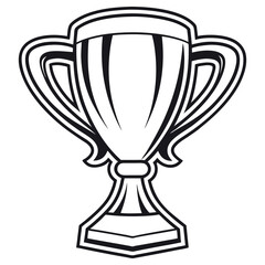 Outlined Trophy Isolated On White Background, Winner Icon, Victory Symbol