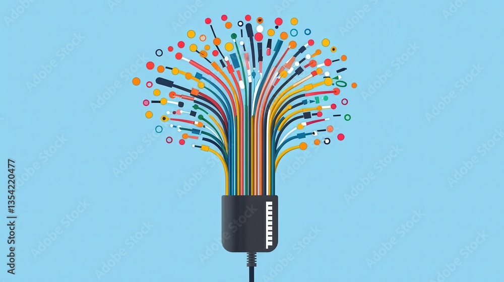 Poster network cables forming a fingerprint pattern on a voting machine