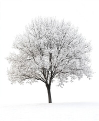 Fototapeta premium solitary winter tree stands against white background
