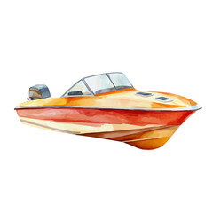 A Jet Boat, watercolor vector, high quality, isolated on a white background.