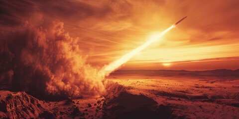 HIMARS Missile Launch at Sunset: Thermal Render