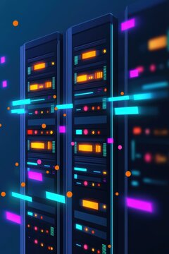 Secure server rack glowing with election data encryption