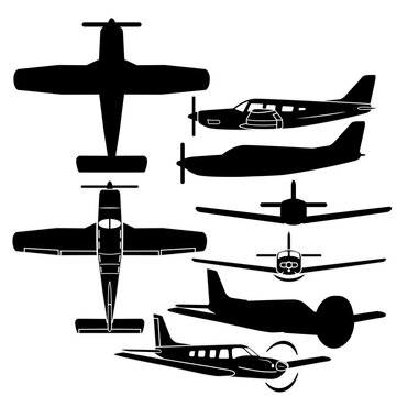 Small private airplane vetor set for vinyl projects, 