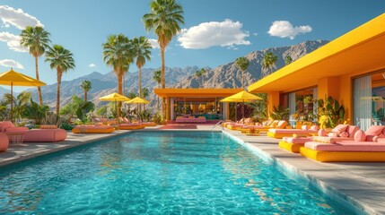 Desert Oasis Poolside Relaxation at a Mid-Century Modern Villa