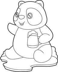 Panda Beer Animal Vector Graphic Art Illustration