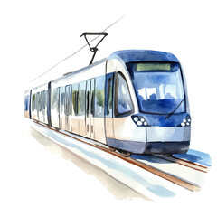 A Light Rail, watercolor painting vector, high quality, isolated on a white background.