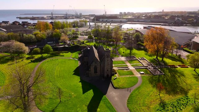 St Peter's Church Sunderland drone reverse.
