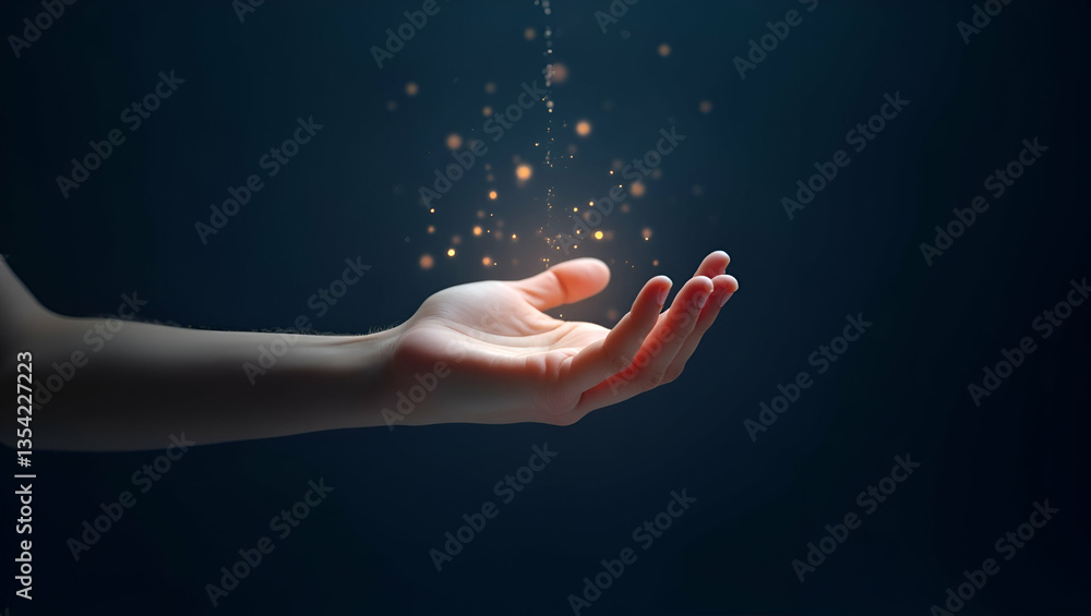Poster flat hand navigating holographic stock market interface: a cute vector illustration showcasing real-